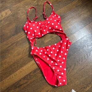 Red Polka Dot One Piece Swimsuit